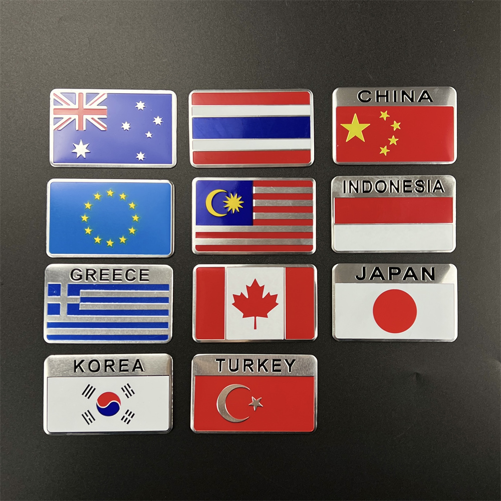 Car Accessories Uae - Alüminyum Etiket Ulusal Bayrak ABD Rusya
